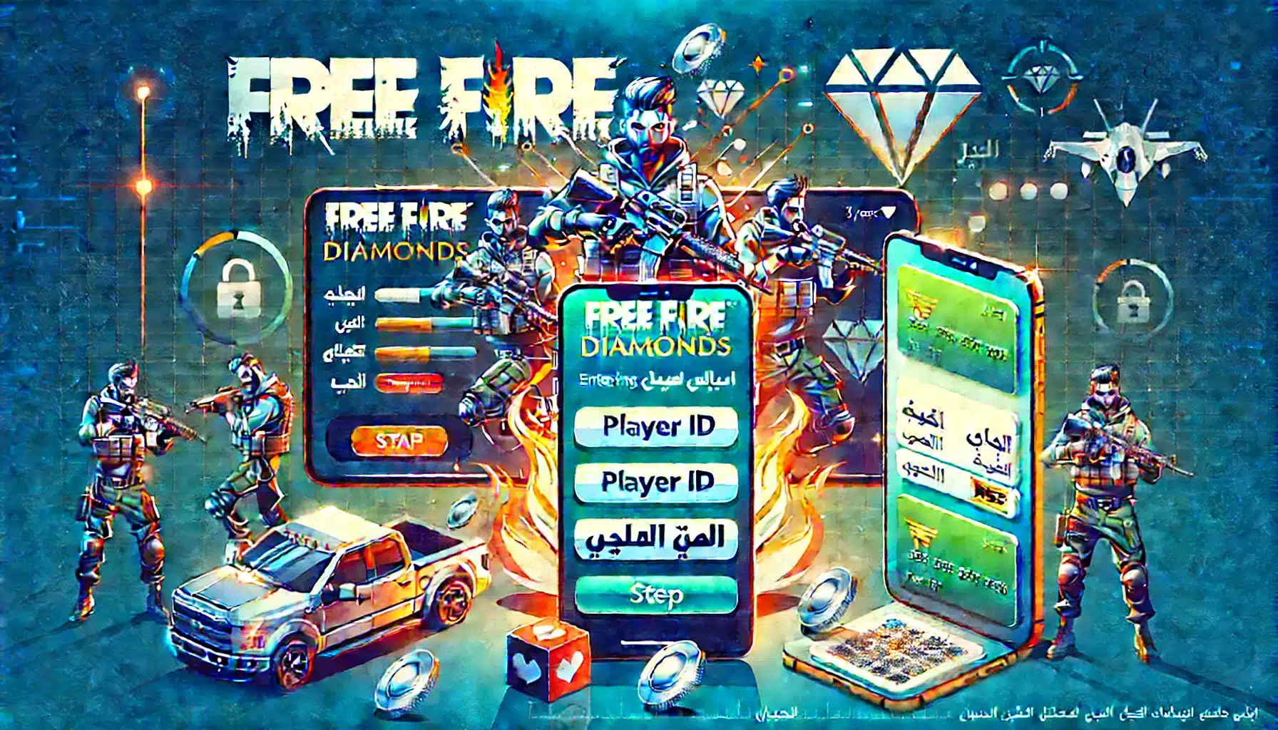 بطريقة آمنة ومضمونة 100%.. اشحن جواهر فري فاير من موقع جارينا الرسمي وخد 530 + 53 جوهرة مجانا