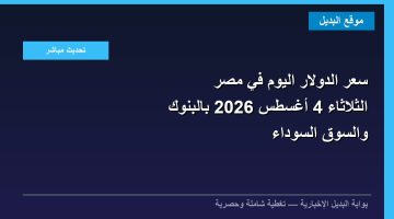 سعر الدولار اليوم في مصر الثلاثاء 4 أغسطس 2026 بالبنوك والسوق السوداء